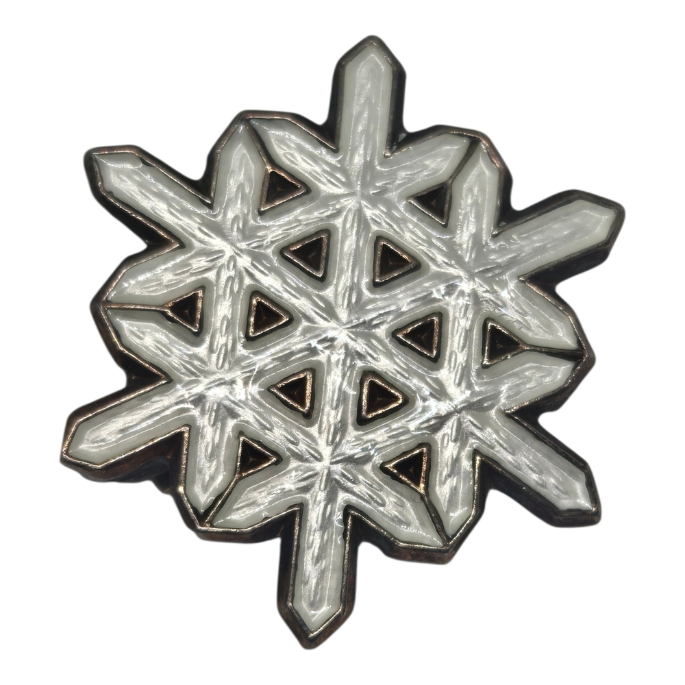 925 Sterling Silver White Snowflake Enamel Pin Brooch